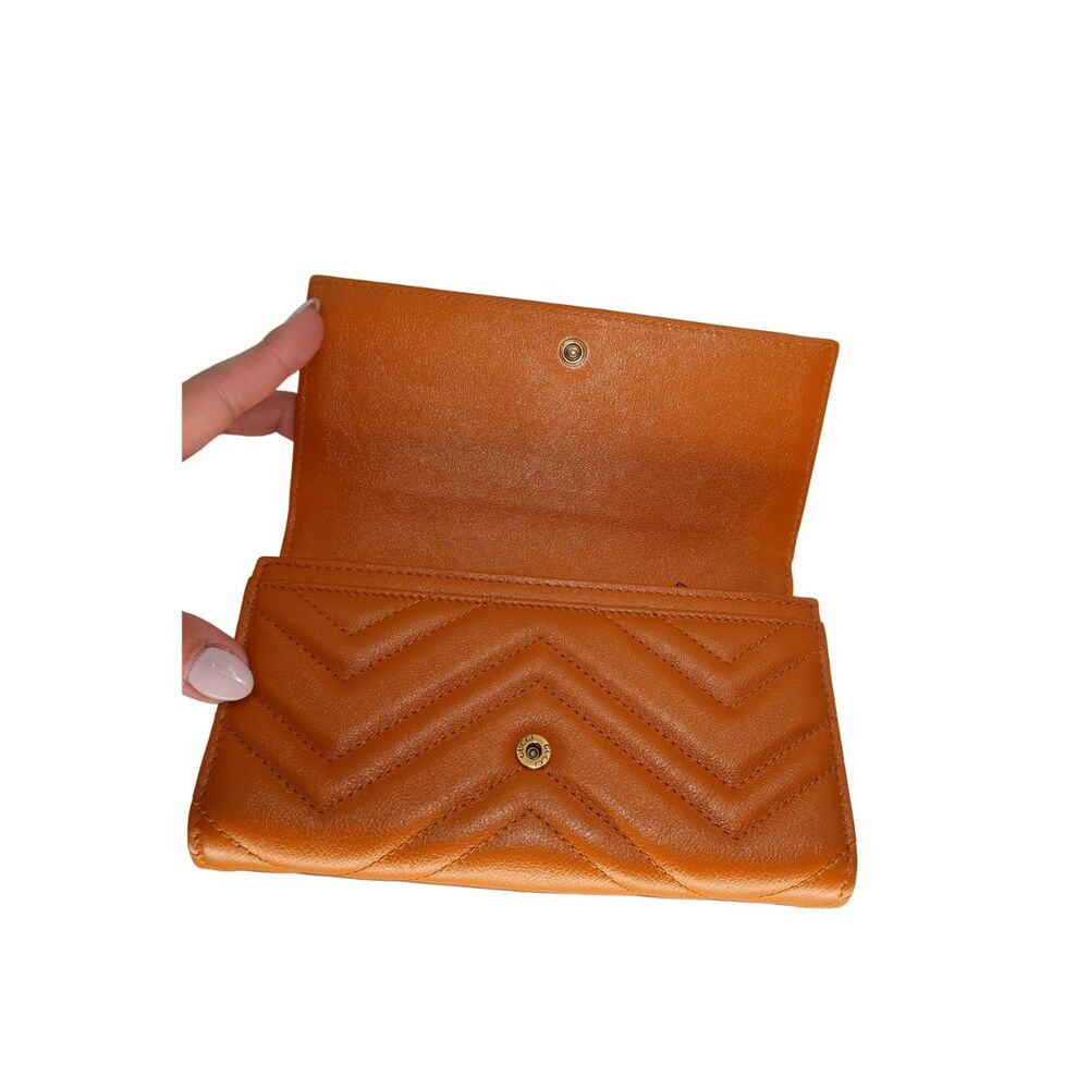 Gucci Calfskin Matelasse GG Marmont Continental Wallet Cognac Brown Women's - Picture 7 of 8